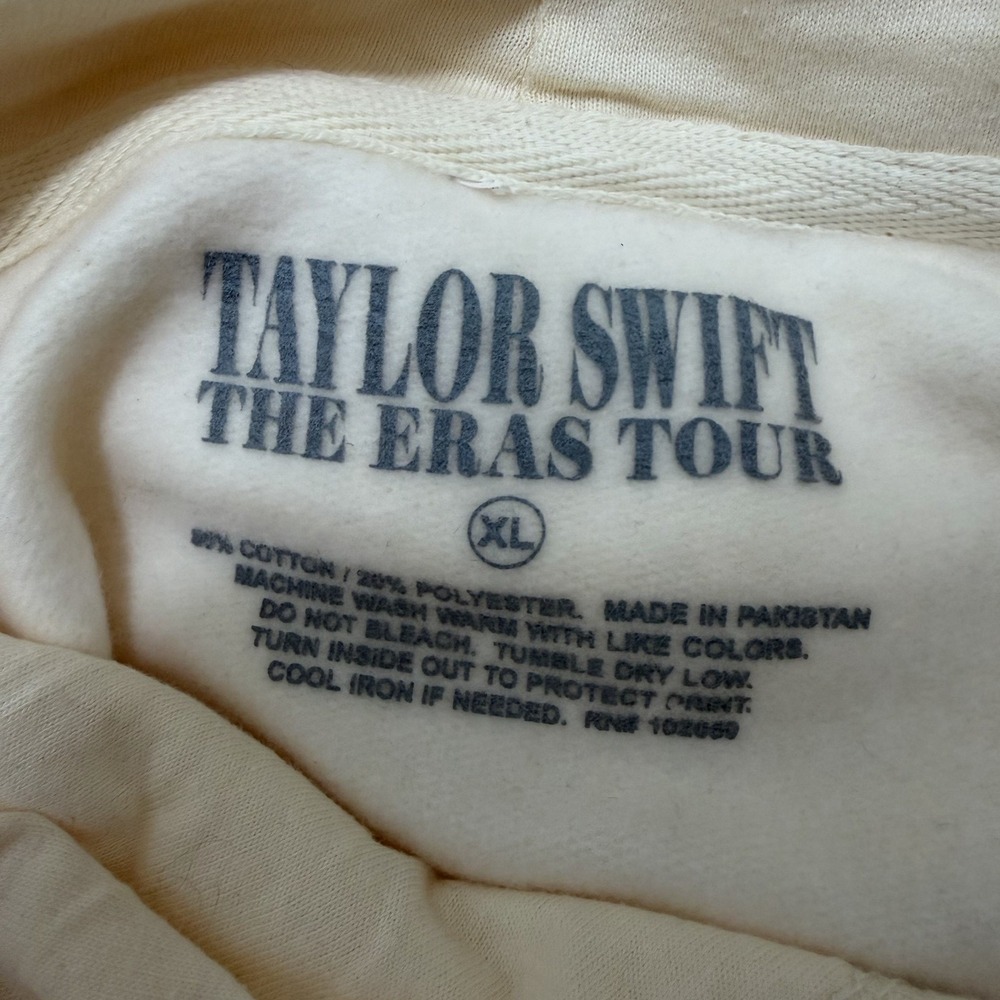 Taylor Swift 2023 The Eras Tour Graphic Concert‎ Hoodie Sweatshirt Size XL Cream - Picture 6 of 8